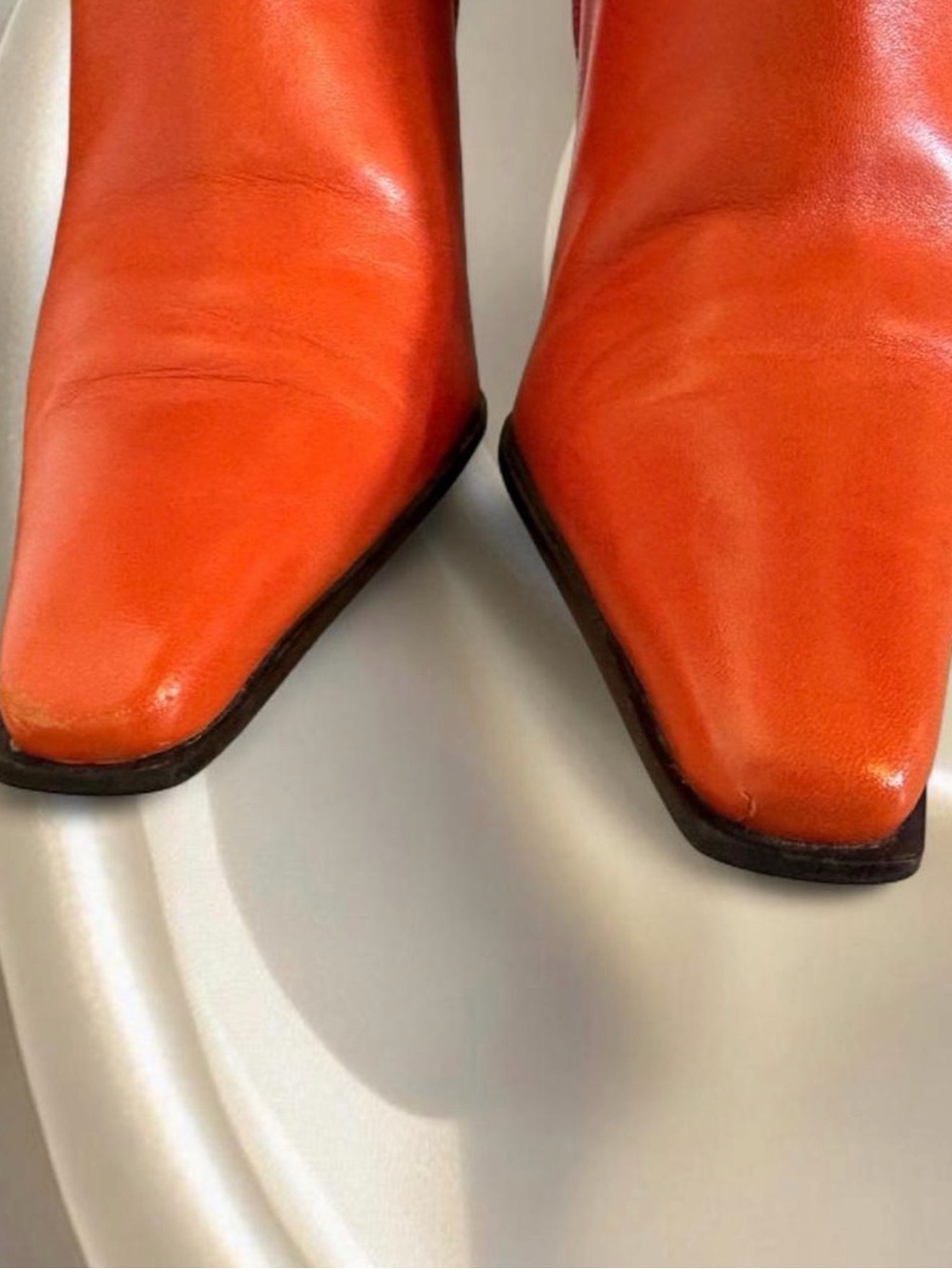 Orange Floral Leather Mid-Calf Boots - Picture 2 of 4